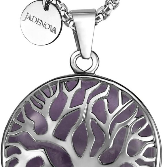 Family Tree Necklace Tree of Life Gemstone Crystal Pendant Necklace 24 Inches St - Picture 1 of 7